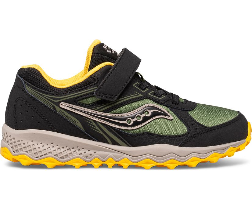 Saucony Cohesion 14 A/C Kids' Sneakers Black / Olive / Yellow | AU 833QMAZ